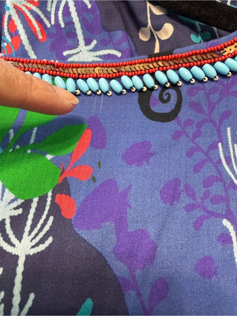 Soft Surroundings Martha Maxi Dress Blue Floral Reef Tiered Bell Sleeves Large - Picture 7 of 14